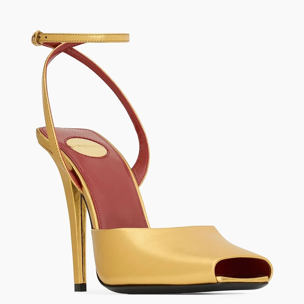SAINT LAURENT La Scandale gold leather sandals - size 39 NWT